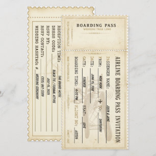 Reserve A Data Passagem de Embarque Vintage Champanhe Marfim Clás