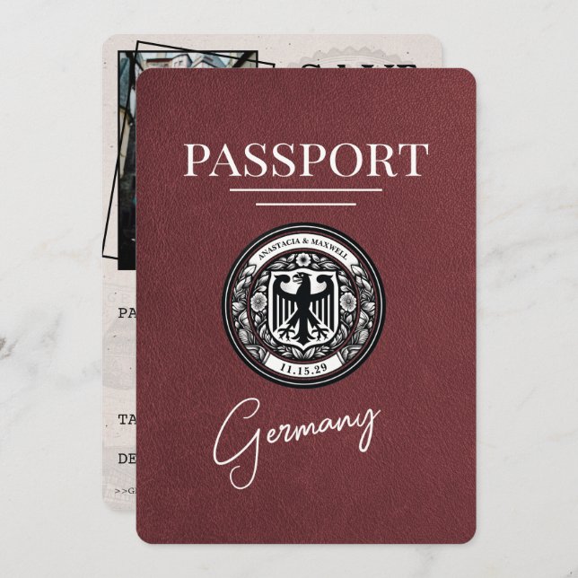 Reserve A Data Passaporte Alemão Burgundy Salvar Data (Frente/Verso)