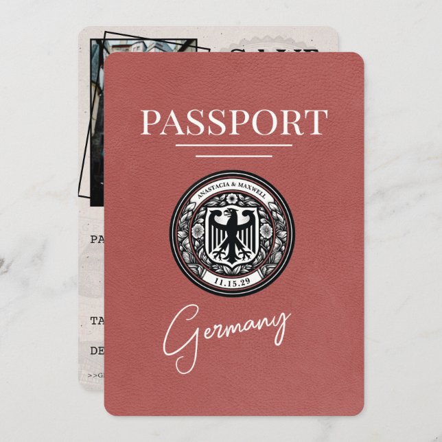 Reserve A Data Passaporte Alemão Light Burgundy Salvar Data (Frente/Verso)