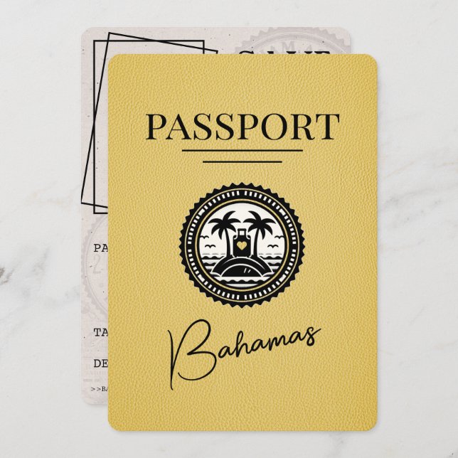 Reserve A Data Passaporte Amarelo Bahamas Salvar Data (Frente/Verso)
