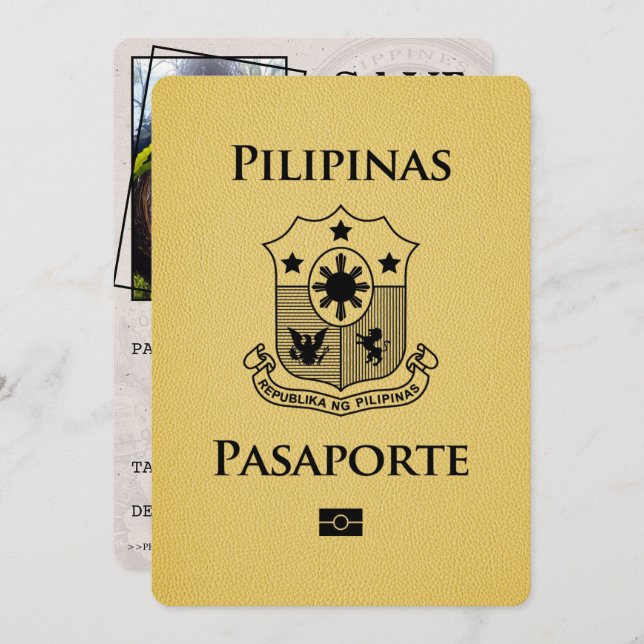 Reserve A Data Passaporte Amarelo Filipinas Salvar a Data (Frente/Verso)