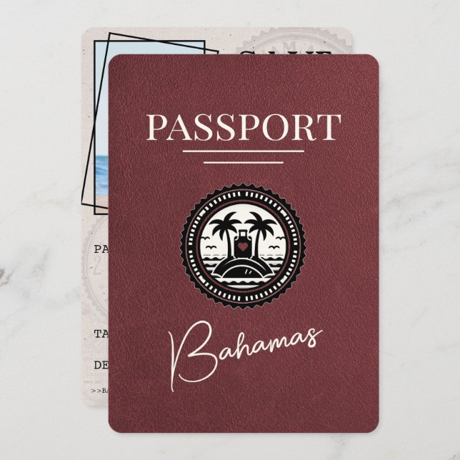 Reserve A Data Passaporte Bahamas Burgundy Salvar Data (Frente/Verso)