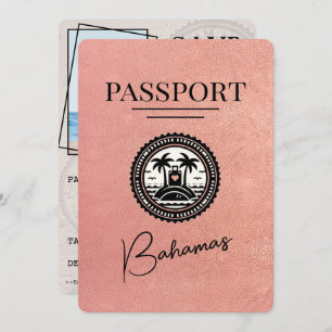 Reserve A Data Passaporte Bahamas rosa Dourado Salvar Data