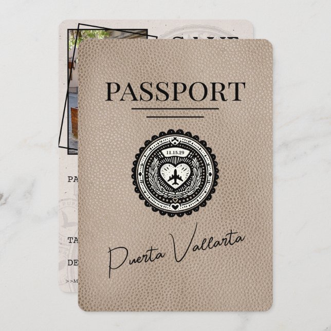 Reserve A Data Passaporte Beige Puerta Vallarta Exceto Data (Frente/Verso)