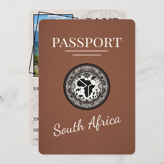 Reserve A Data Passaporte Brown para a África do Sul (Frente/Verso)
