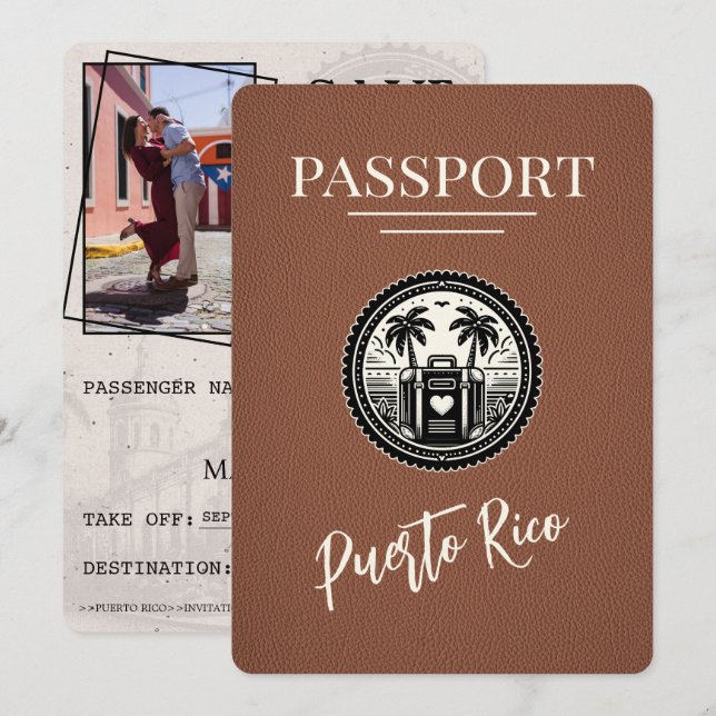 Reserve A Data Passaporte Brown Porto Rico (Frente/Verso)
