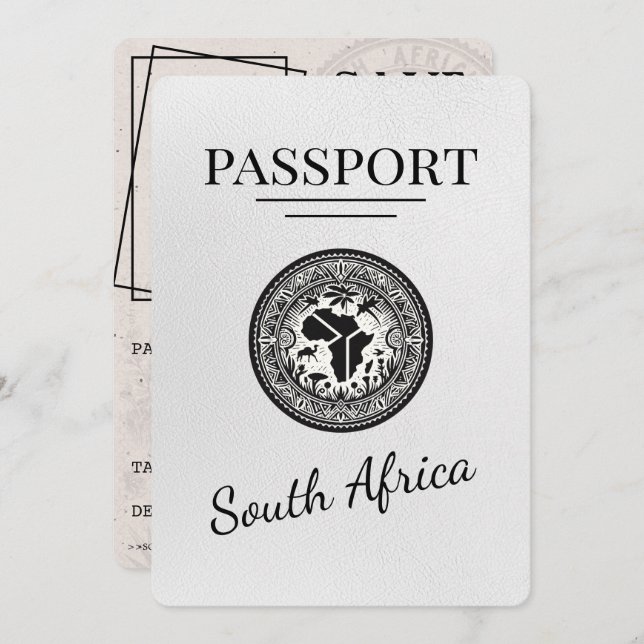 Reserve A Data Passaporte da África do Sul Branco (Frente/Verso)
