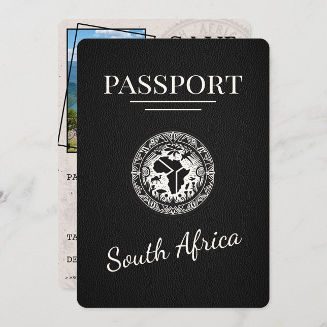 Reserve A Data Passaporte da África do Sul Negra (Frente/Verso)