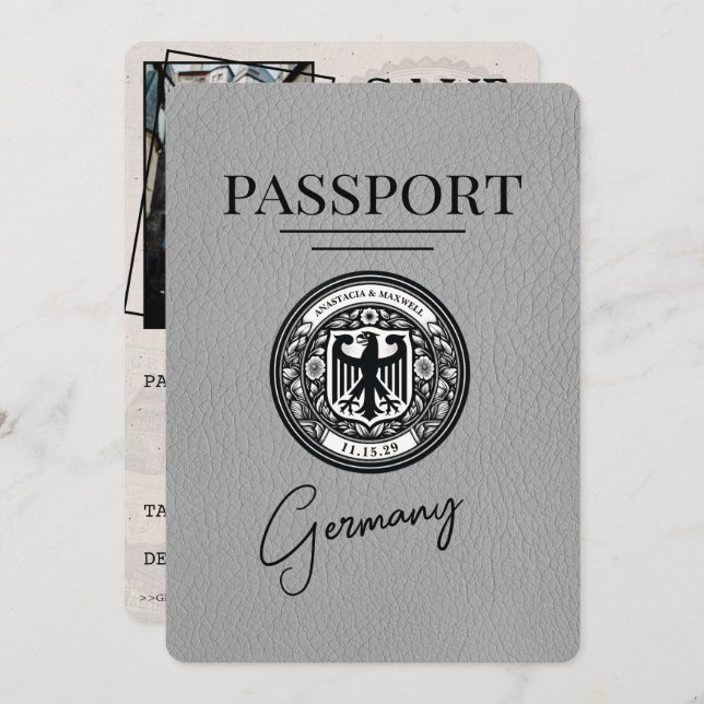 Reserve A Data Passaporte Da Alemanha Da cinza, Exceto A Data (Frente/Verso)