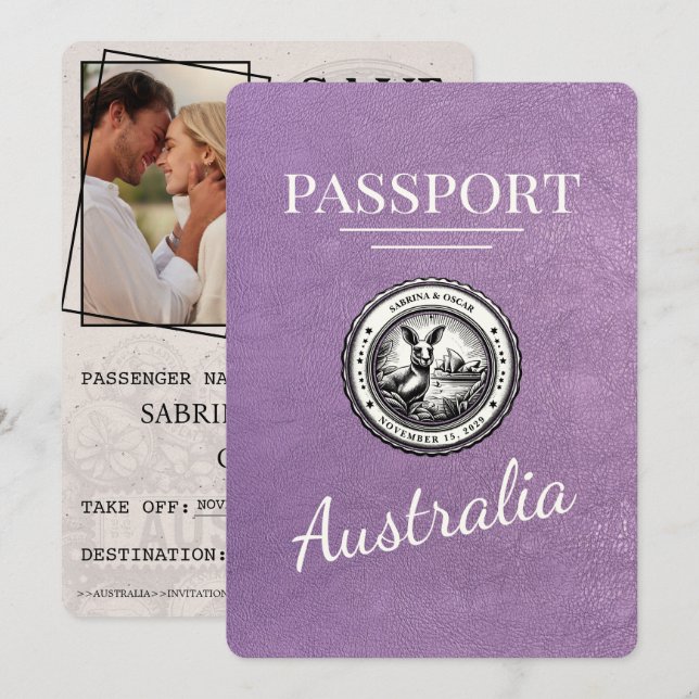 Reserve A Data Passaporte Da Austrália Roxo Da lavanda, Salvar A  (Frente/Verso)