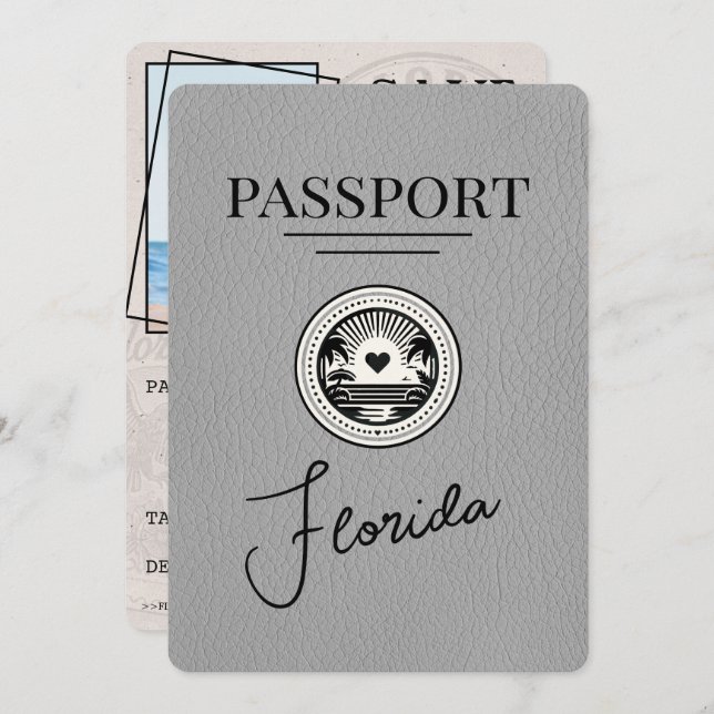 Reserve A Data Passaporte Da cinza Florida Salve A Data (Frente/Verso)