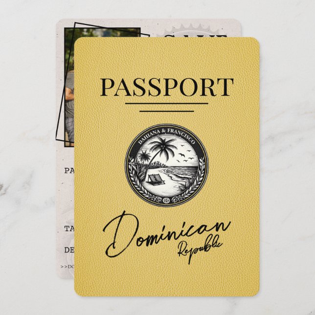 Reserve A Data Passaporte da República Dominicana Amarela (Frente/Verso)