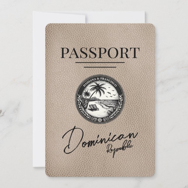Reserve A Data Passaporte Da República Dominicana Beige Salvar A  (Frente)