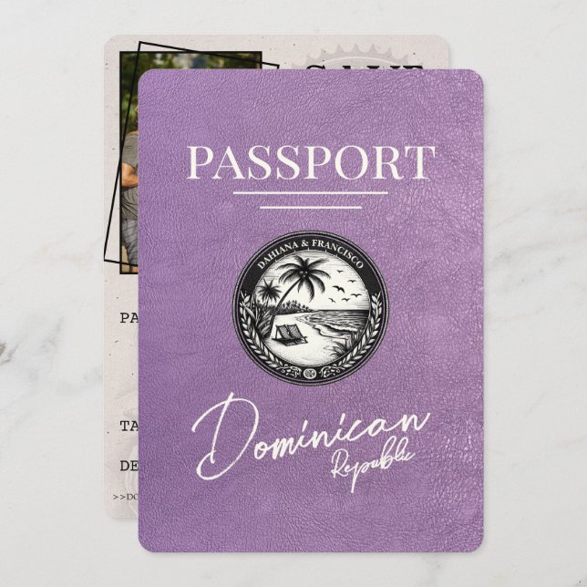 Reserve A Data Passaporte da República Dominicana lavanda Roxo (Frente/Verso)