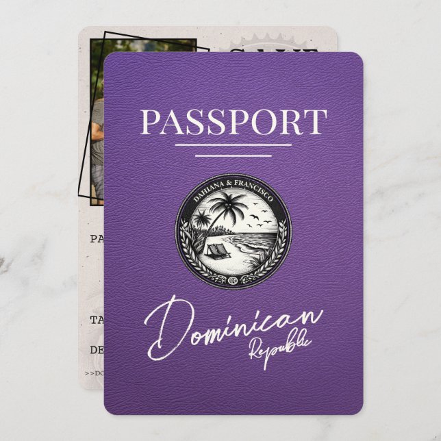 Reserve A Data Passaporte Da República Dominicana Roxa, Salvar A  (Frente/Verso)