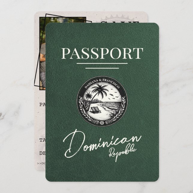 Reserve A Data Passaporte da República Dominicana Verde (Frente/Verso)
