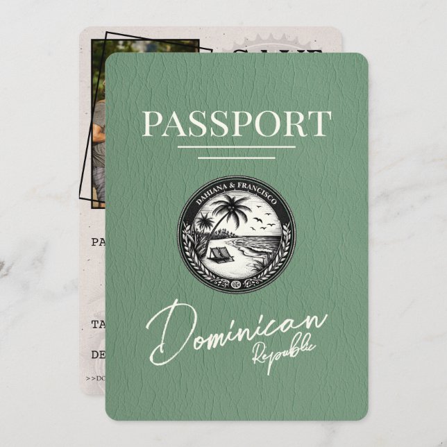 Reserve A Data Passaporte da República Dominicana Verde Salvar a  (Frente/Verso)