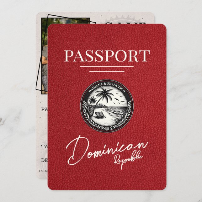 Reserve A Data Passaporte Da República Dominicana Vermelha Salvar (Frente/Verso)