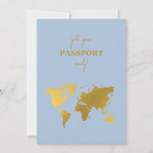Reserve A Data Passaporte de Casamento de Destino Mundial Azul Po
