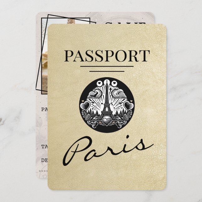 Reserve A Data Passaporte De Champanhe De Paris, Exceto A Data (Frente/Verso)