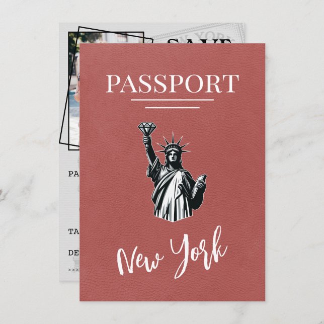 Reserve A Data Passaporte de Nova Iorque Light Burgundy (Frente/Verso)