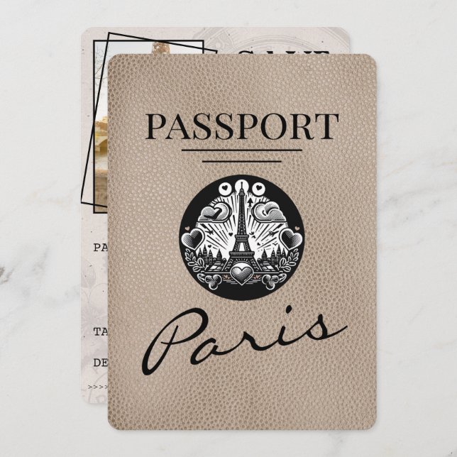 Reserve A Data Passaporte De Paris Beige, Exceto A Data (Frente/Verso)