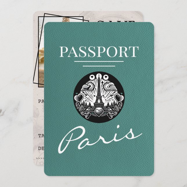 Reserve A Data Passaporte De Paris Turquesa Exceto Data (Frente/Verso)