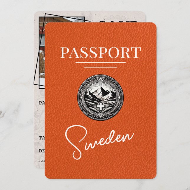 Reserve A Data Passaporte De Suecia Laranja Salvar A Data (Frente/Verso)