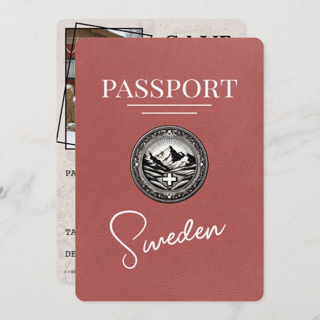 Reserve A Data Passaporte De Suecia Light Burgundy Salvar A Data (Frente/Verso)