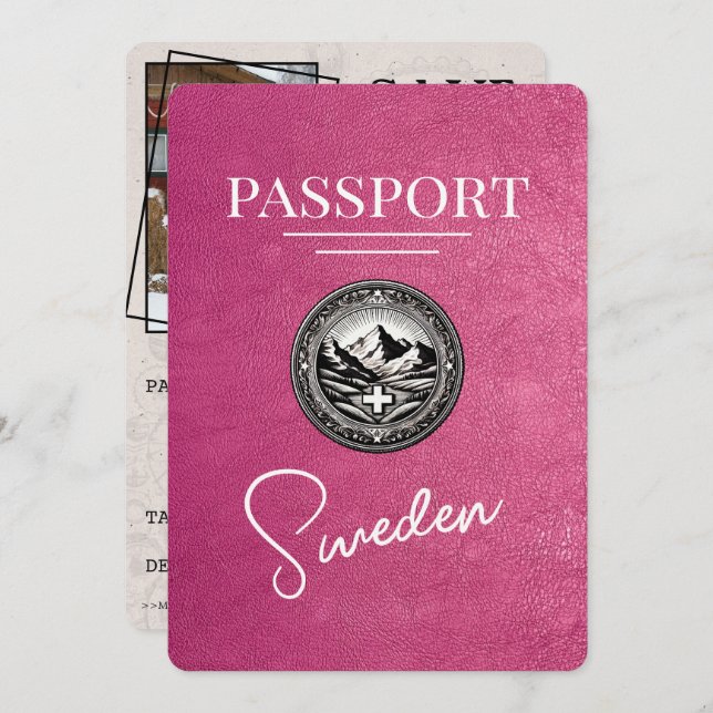 Reserve A Data Passaporte de Suecia Rosa Magenta Salvar Data (Frente/Verso)