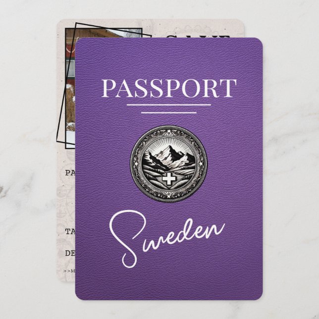 Reserve A Data Passaporte De Suecia Roxo Salvar A Data (Frente/Verso)
