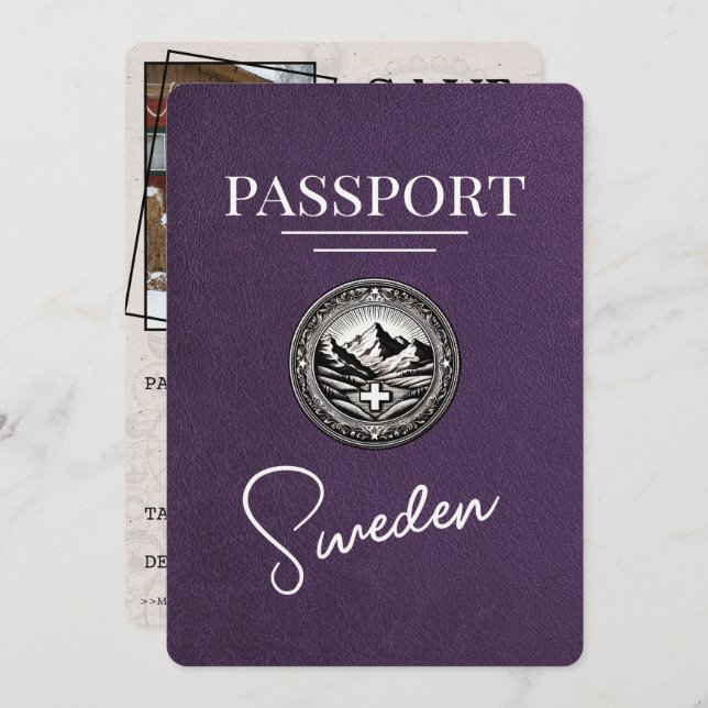 Reserve A Data Passaporte De Suecia Roxo Violet Salvar A Data (Frente/Verso)