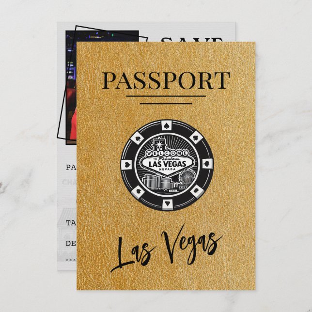 Reserve A Data Passaporte Dourado De Las Vegas Salve A Data (Frente/Verso)