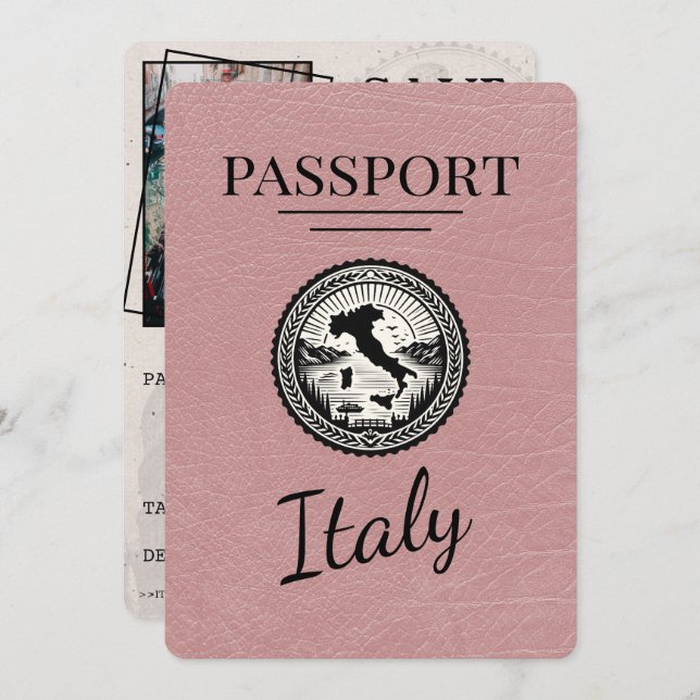 Reserve A Data Passaporte Dusty Rosa Italy (Frente/Verso)