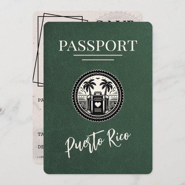 Reserve A Data Passaporte Green Porto Rico (Frente/Verso)