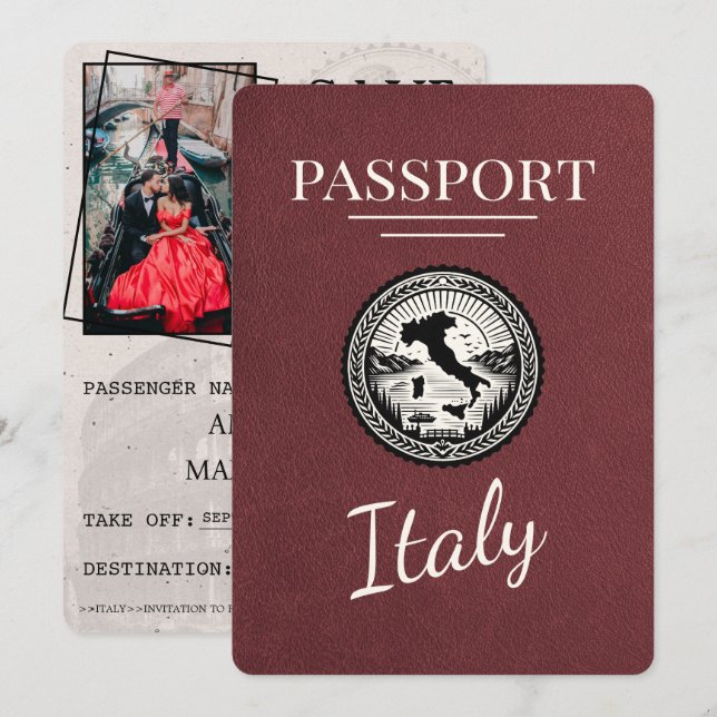 Reserve A Data Passaporte italiano Burgundy (Frente/Verso)