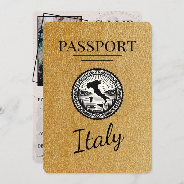 Reserve A Data Passaporte italiano Dourado (Frente/Verso)