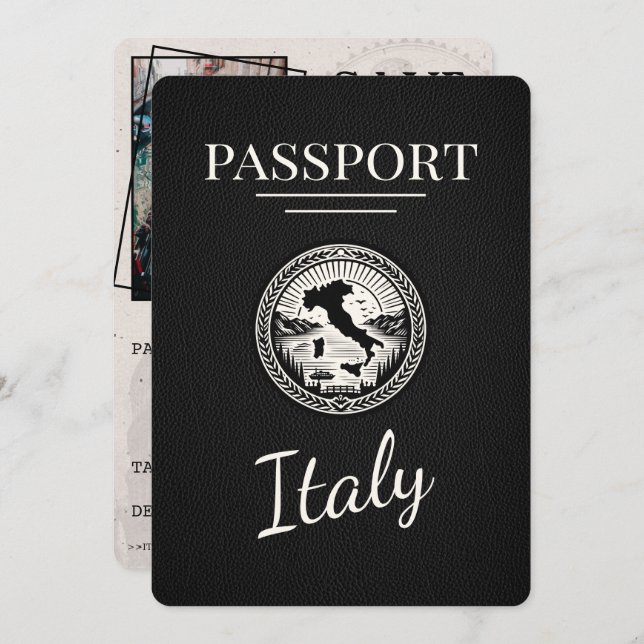 Reserve A Data Passaporte Italiano Preto (Frente/Verso)