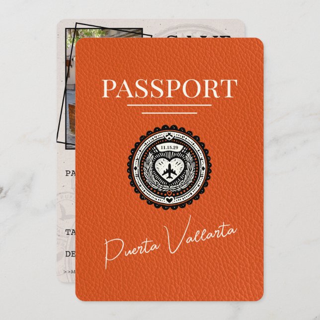 Reserve A Data Passaporte Laranja Puerta Vallarta (Frente/Verso)