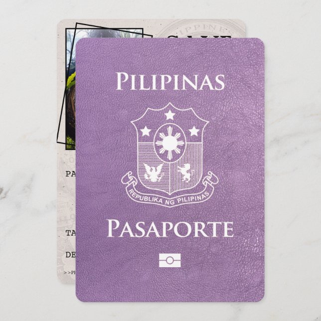 Reserve A Data Passaporte Lavanda Purple Filipinas, exceto data (Frente/Verso)