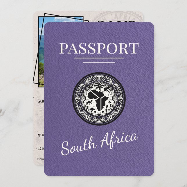 Reserve A Data Passaporte Lilac África do Sul (Frente/Verso)