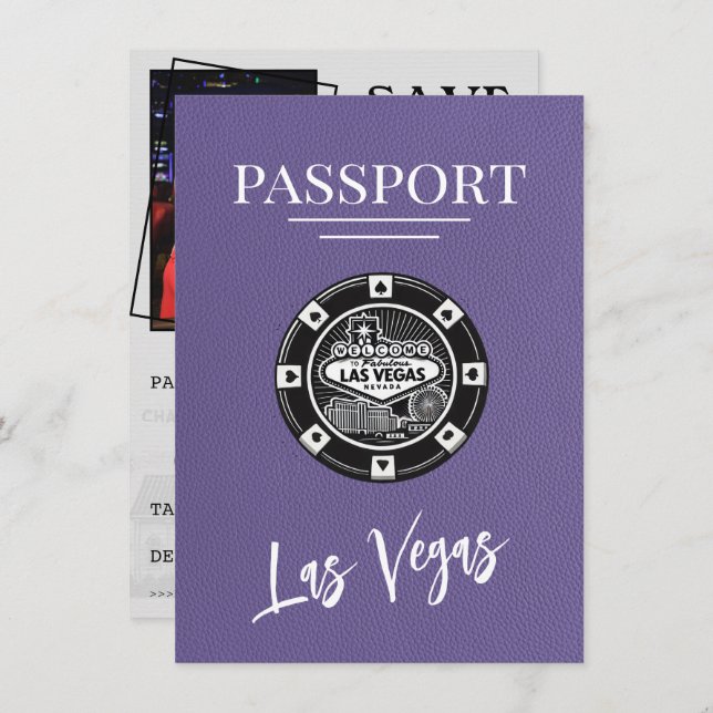 Reserve A Data Passaporte Lilás de Las Vegas Salve a Data (Frente/Verso)