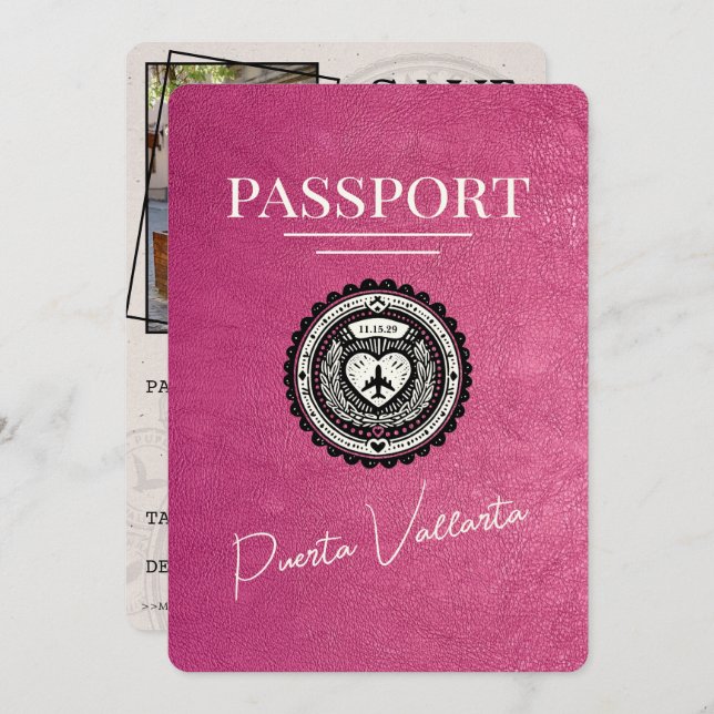 Reserve A Data Passaporte Magenta Pink Puerta Vallarta (Frente/Verso)