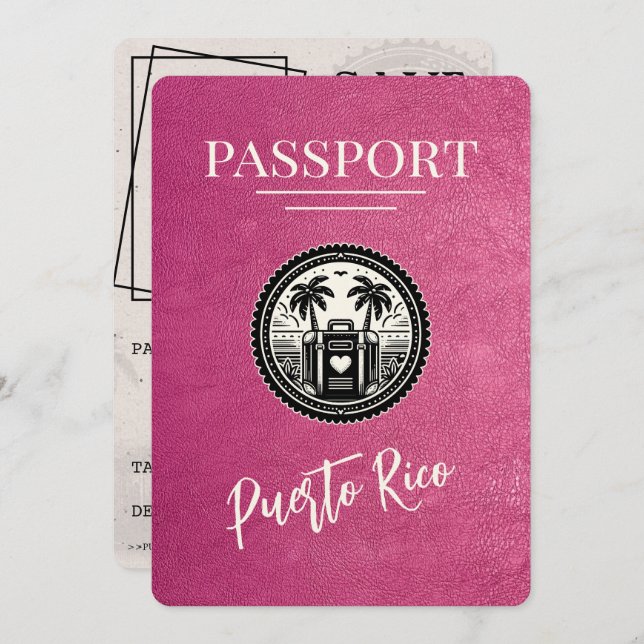 Reserve A Data Passaporte Magenta Porto Rico (Frente/Verso)