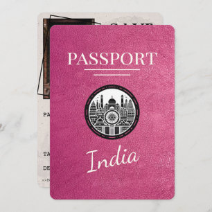 Reserve A Data Passaporte Magenta Rosa Índia Salvar Data