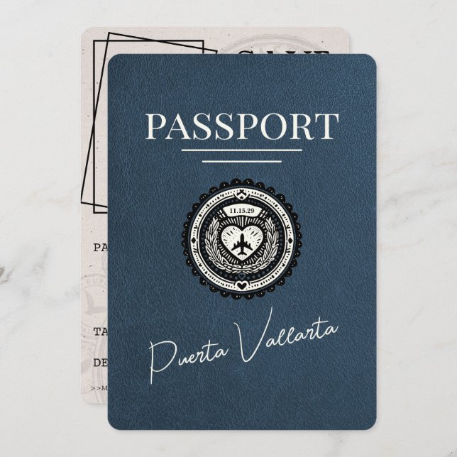 Reserve A Data Passaporte marinho Azul Puerta Vallarta (Frente/Verso)
