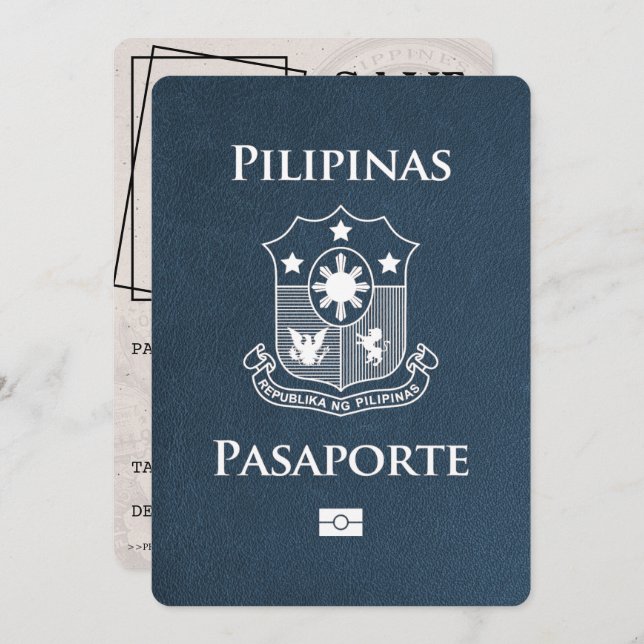 Reserve A Data Passaporte Marinho Blue Filipinas Salvar a Data (Frente/Verso)