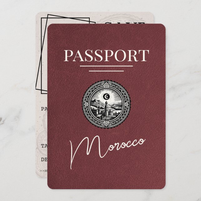 Reserve A Data Passaporte Marrocos Burgundy Salvar Data (Frente/Verso)