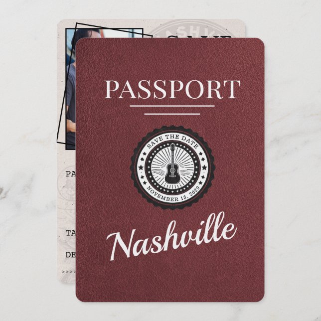 Reserve A Data Passaporte Nashville Da Light Burgundy Salvar A Da (Frente/Verso)