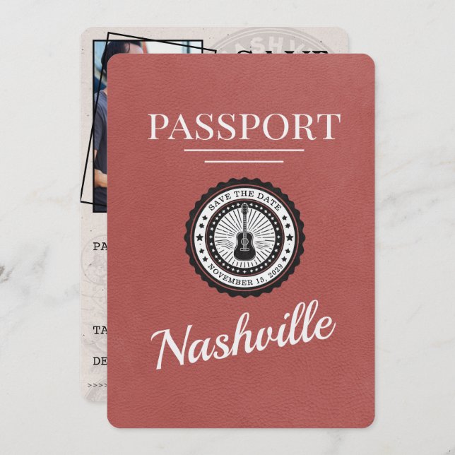Reserve A Data Passaporte Nashville Da Light Burgundy Salvar A Da (Frente/Verso)